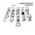 Gothic punk ring set with skull, bat and eye motifs in retro silver finish - Antique Silver (06649) / 21-Piece Set