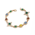 Golden bracelet featuring multi-colored gemstones and star-shaped metallic accents - Bracelet / Gold-02989