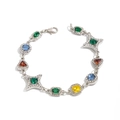 Silver bracelet with colorful gemstones in various shapes and a lobster clasp - Bracelet / Silver-02989
