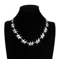 Collana da uomo in acciaio argento con stelle a incastro e design punk alla moda - Argento Antico