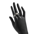 Set de dos anillos de acero inoxidable plateado pulido con diseño de estrella de cuatro puntas - Plateado (06708)