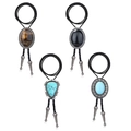Set di cravatte bolo western con pietre turchese e occhio di tigre su corde nere - Assorted Styles Collection