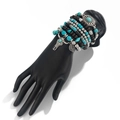 7-piece bohemian multilayer bracelet set featuring turquoise beads and wooden accents - Multicolor