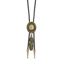 Cravatta bolo western con cappello da cowboy in bronzo e ciondoli piuma su corda nera - Bronzo