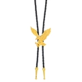 Cravatta bolo aquila retrò con ciondolo dorato e cordino in pelle intrecciata nera unisex - Giallo Oro