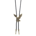 Vintage bronze eagle bolo tie with black braided leather cord and metal tips - Bronze Soaring Eagle Style (05)