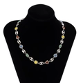 Collana a maglie Marina in argento con pietre preziose colorate e zirconi bianchi - Collana d'Argento (07391)