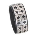 3-delige punk leren armbandenset met metalen studs en sterren op zwarte band - Pentagram Vierkante Klinknagel Stijl (01)