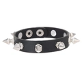 Set di 3 bracciali in pelle punk rock con borchie metalliche argentate regolabili - Stile a Fila Singola di Rivetti