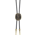 Détail de la cravate bolo avec pendentif chapeau de cowboy en bronze et cordon noir - Bronze