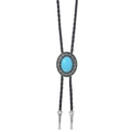Détails de la cravate Bolo celtique avec pierre turquoise et pointes en métal gravé - Turquoise (03)
