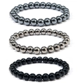 Three-piece tiger eye and hematite beaded bracelet set with 8mm natural stones - 3-Piece Set