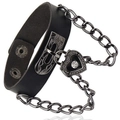 Detail of gothic heart lock with engraved patterns on black leather punk choker - Gothic Heart Lock Style (11)