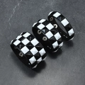 Punk style PU leather rivet bracelets set with black and white pyramid studs for couples - Single Row / Black + White