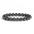 Detailed view of polished hematite stone beads on a minimalist string bracelet - Hematite Round Beaded Bracelet (10)