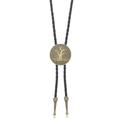 Vintage bronze Tree of Life bolo tie with black braided cord and engraved metal tips - Bronze