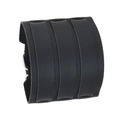 Bracelet manchette large en cuir noir style punk pour hommes avec rayures et boucles - Trois rangées