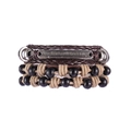 Detail of multi-layer bracelet with braided leather, beads and engraved metal plate - Inspirational Nameplate Style (Style 6)