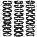 Set bracciali da uomo in pelle nera intrecciata con perline e ciondoli vintage retrò - Stili Assortiti Neri