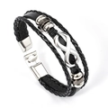 Bracciale multistrato in pelle intrecciata nera con simbolo dell'infinito e chiusura - Stile Simbolo Infinito Nero (RH097)