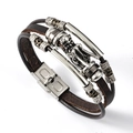 Detail der mechanischen Edelstahlschließe an einem Vintage-Lederarmband für Herren - Dunkelbrauner Drachenkopf-Stil aus Edelstahl (RH095)