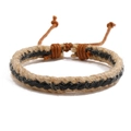 Bracciale etnico in corda di canapa intrecciata con cordino regolabile stile boho - Nero