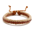 Bracciale etnico in corda di canapa intrecciata a mano con cordino regolabile unisex - Marrone