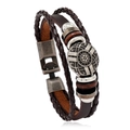 Geflochtenes braunes Lederarmband für Herren mit Vintage-Perlen und keltischem Knoten - Braun