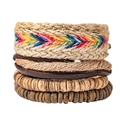 Set di bracciali etnici fatti a mano multistrato con perline in guscio di cocco - Quattro Pezzi (RH071) / Multicolore