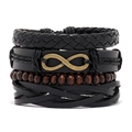 Set di bracciali intrecciati multistrato da uomo con pelle e simbolo dell'infinito - Simbolo dell'infinito Vintage (RH183)