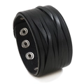 Retro mehrlagiges geflochtenes schwarzes Lederarmband für Herren mit Metallschnalle - Schwarz