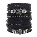 Punk-Mehrschicht-Lederarmband für Herren mit Totenkopf und Sternen im Rock-Design - Hauptbildstil (RH247)