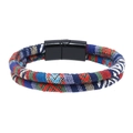 Ethnic bohemian woven multi-strand bracelet with a matte black magnetic clasp for women - Bohemian Blend Weave (RH126-5)