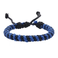 Handgefertigtes geflochtenes Wachsseil-Armband in Blau und Schwarz für Damen und Herren - Schwarz + Blau