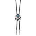 Collana bolo tie scudo americano con pietra turchese e motivo zampa d'orso nero - Argento (01)