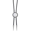 Cravatta bolo western con cordino nero intrecciato e pietra bianca in argento - Bianco