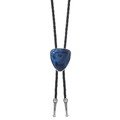 Detail einer Western-Bolo-Krawatte mit blauem Marmorstein und Vintage-Silberspitzen - Dunkelblaues Marmor Dreieck (06)