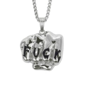 Punk stijl zilveren metalen vuist hanger ketting met gedurfde FUCK gravure voor hip hop streetwear - Roestvrijstalen Boxketting 0.3*70cm / Zilver