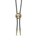 Detail der Vintage-Bolo-Krawatte mit Bronze-Sternrelief und schwarzer geflochtener Kordel - Bronze Pentagramm Vintage Scroll Stil (06)