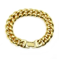 Bracciale da uomo a catena cubana dorata da 15mm con chiusura pieghevole lucida - Oro
