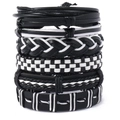 Herren Hip-Hop geflochtenes Lederarmband-Set mit sechs schwarz-weißen Punk-Style Bändern - Mehrfarbig