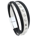 Dettaglio del bracciale in pelle multistrato con borchie argento e chiusura magnetica - Bracciale in Pelle / Bianco