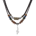Collana a doppio strato in cordoncino intrecciato con ciondolo a nota musicale e perle - Multicolore