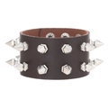 Punk style 3-piece studded leather bracelet set with metallic conical spikes for men and women - Double Row And Single Row