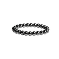 Detail shot of hematite beaded bracelet with metallic luster and polished dark grey spheres - Round Bead Style (03)