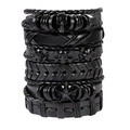 Schwarzes Mehrschicht-Punk-Armbandset mit Totenkopf und Sternanhängern für Herren - Stil 2 (Schwarz)