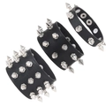 Set di 3 bracciali in pelle punk rock con borchie in metallo argento e bottoni a scatto - Molteplici stili di combinazione