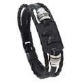 Bracciale multistrato da uomo in pelle nera con placca in metallo rilievo aquila - Stile Aquila Nera (RH291)