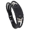 Viking Armband für Herren aus mehrlagigem Leder mit Wolfskopf-Charm und Verschluss - Tigerkopf-Plattenstil (RH293)