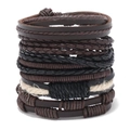 Retro multi-layer hand-woven leather bracelet set with wax rope and braided strands - Retro Brown Mixed Color Set (RH301)